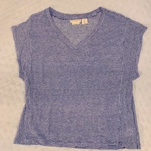 Cropped linen v-neck tshirt, womens L
